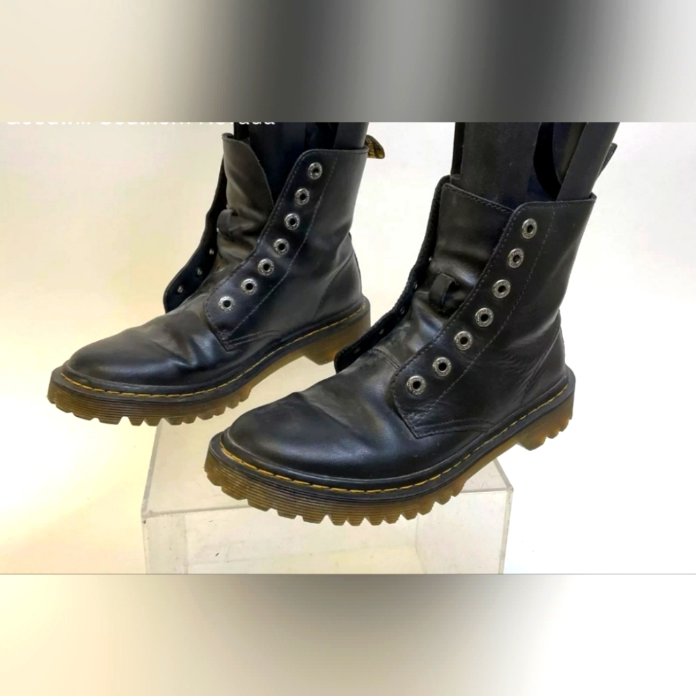 Dr. Martens Luana Women's Black Leather Combat Boots - Size 8 or Men 7 unisex
